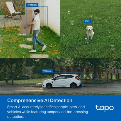 Tapo C520WS - Cámara Vigilancia Wi-Fi Exterior 360°, Resolución 2K QHD, Visión Nocturna en Color Starlight, Detección IA Múltiple, Seguimiento de Movimiento, IP66