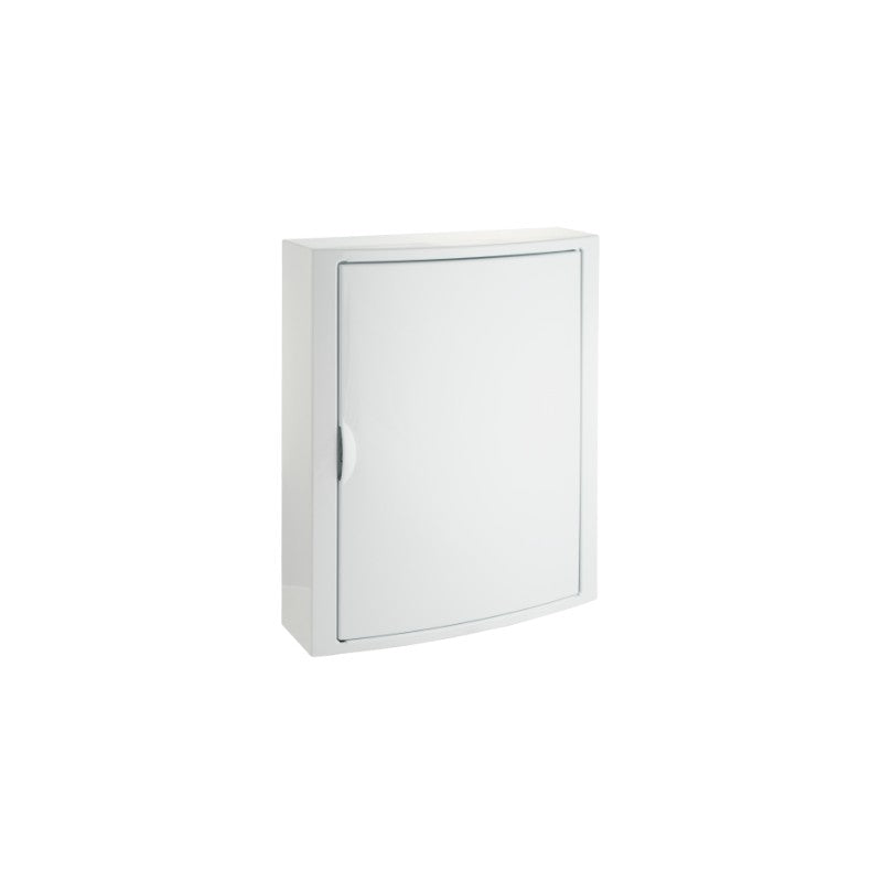 CAJA DISTRIBUCION SUPERFICIE 28 ELEMENTOS.2 FILAS COLOR BLANCO EXTERIORES 362X438X104 MM.