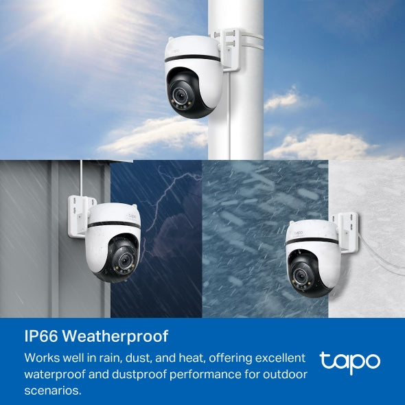 Tapo C520WS - Cámara Vigilancia Wi-Fi Exterior 360°, Resolución 2K QHD, Visión Nocturna en Color Starlight, Detección IA Múltiple, Seguimiento de Movimiento, IP66