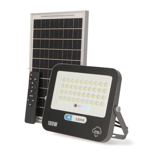 Foco Proyector LED Solar 100W IP65 con Sensor Crepuscular y Control Remoto
