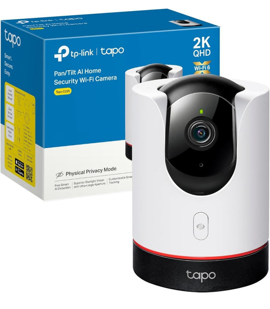 Tapo C225 - IA Cámara Vigilancia 360°, 2K QHD,Inteligente de IA, Visión Nocturna, Audio Bidireccional, Detección Movimiento, Admite Tarjeta SD 512G, Control Remoto, Fácil configuración