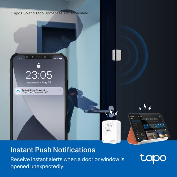 Tapo TP-Link T110 - Sensor de Contacto Inteligente, Domótica, Ahorro de Energía, Batería Larga Duración, Alertas de Intrusos, Requiere Hub