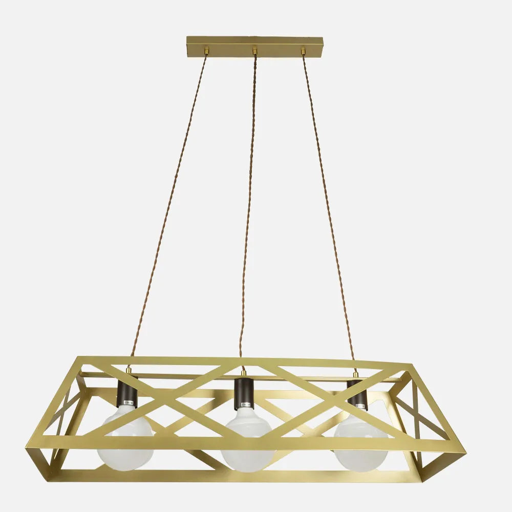 Lámpara Colgante Rectangular Melli 3xe27 Oro Regx85x30 Cm
