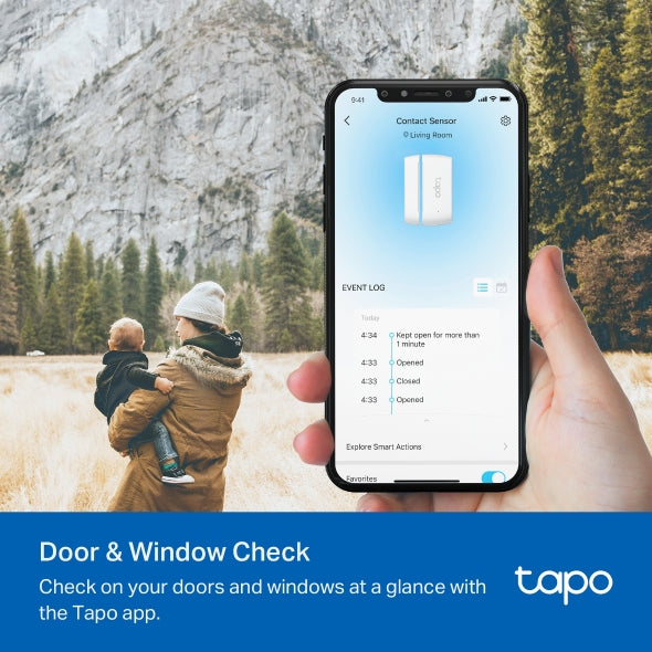 Tapo TP-Link T110 - Sensor de Contacto Inteligente, Domótica, Ahorro de Energía, Batería Larga Duración, Alertas de Intrusos, Requiere Hub