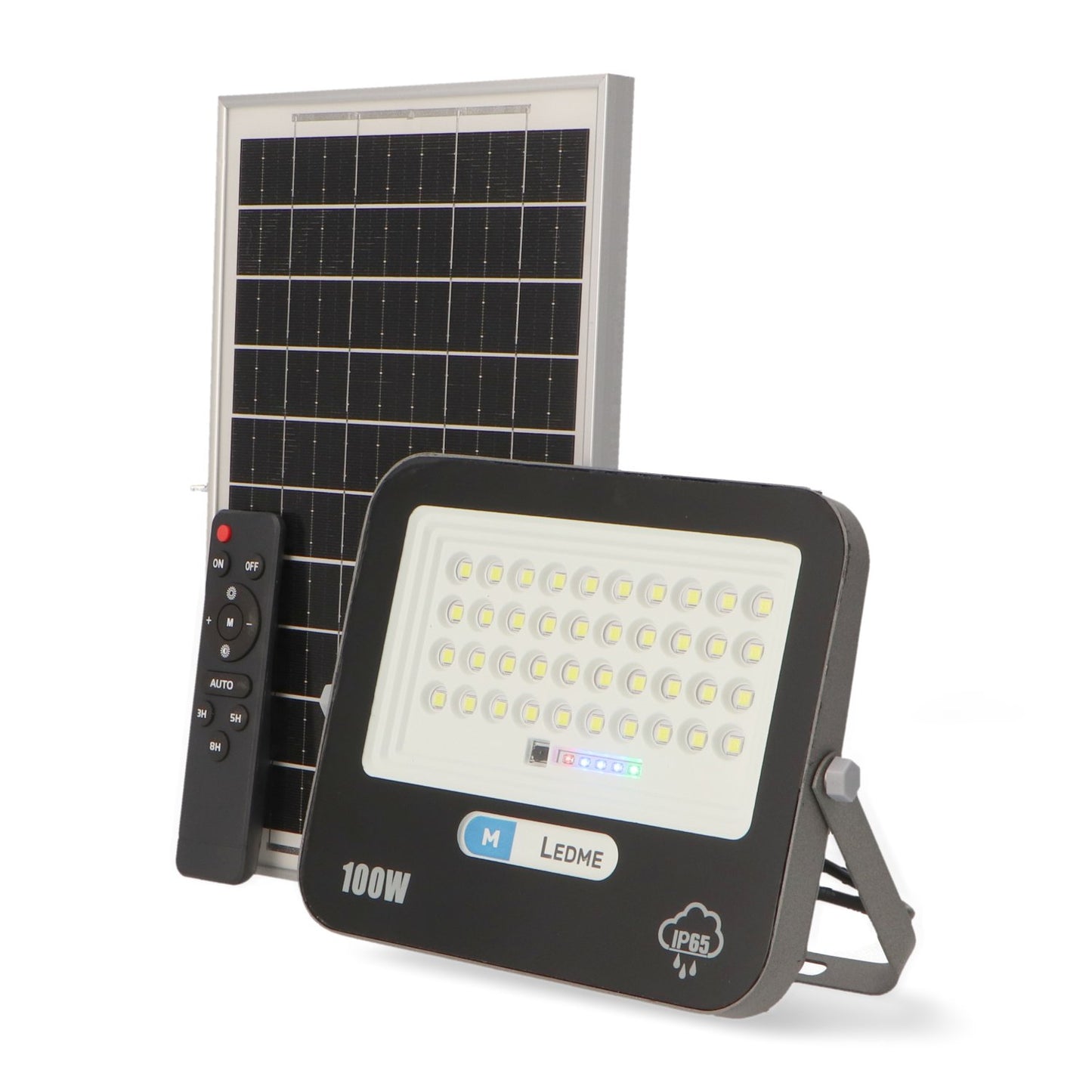 Foco Proyector LED Solar 100W IP65 con Sensor Crepuscular y Control Remoto