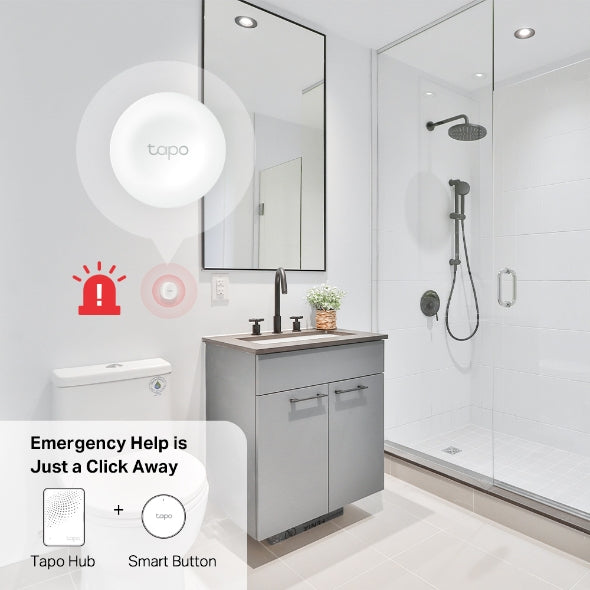 TP-Link Tapo S200B Botón Inteligente, Acciones Personalizadas, Control Inteligente Dispositivos, Activación Alarma con un Clic, Batería de Larga Duración, Hub Requerido, Blanco