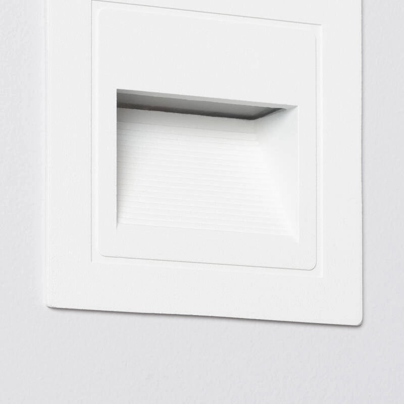 Baliza Exterior LED 3W Empotrable Pared Cuadrado Blanco Wabi