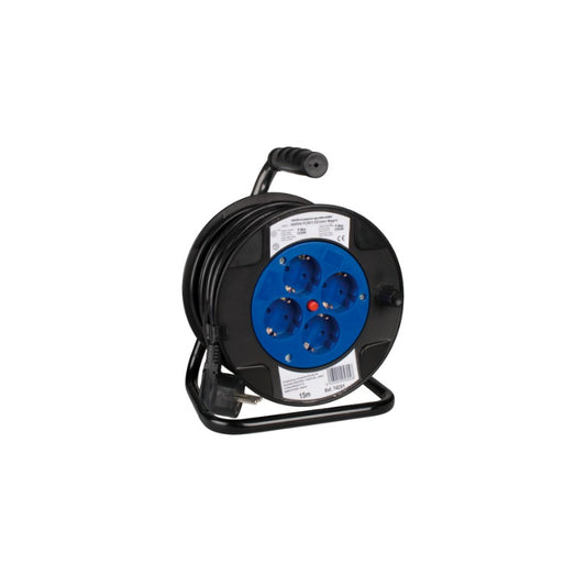 ENRROLLACABLE 4 TOMAS 50 M.DE CABLE 3G1,5 POTENCIA MAX EXTENDIDO/ENROLLADO: 3.500 W/1.200 W.