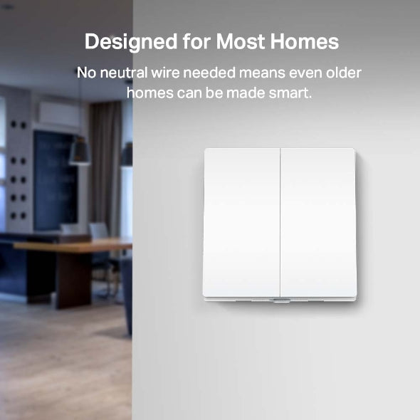Tapo TP-Link S220 Interruptor de luz Inteligente, Control Remoto, Control de Voz a través de Alexa o el Asistente de Google, 2-Botones 1-Vía, cableado súper fácil, Requiere Hub
