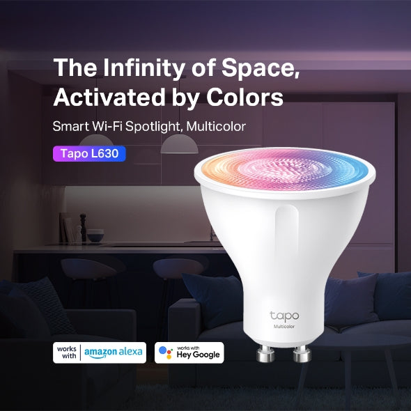 Tapo L630 Bombilla Inteligente GU10 LED, 3.7 W, Ahorro de Energía, Regulable 350 lm, Compatible con Alexa/Google Home, Multicolor, 1 Unidad (Paquete de 1)