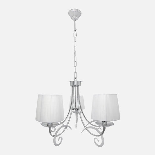 Lampara Luxor 5xe14 Cromo Pantalla Blanca Regx61x61 Cm