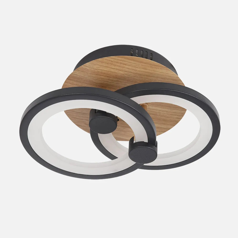 Lámpara Plafon Sydney 32w 3000-4000-6500k Negro/madera oscura 14x30x20cm 4160lm Remoto,regulable,memoria