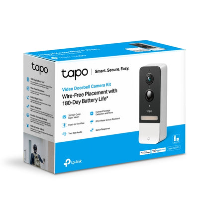 Tapo D230S1, Timbre de Video con batería, 2K 5MP, detección de IA, visión Nocturna en Color, Campo de visión Amplio, batería extraíble, con Timbre