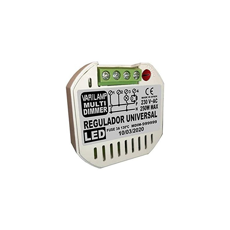 REGULADOR UNIVERSAL A PULSADORES 250W COMPLATIBLE CON CUALQUIER TIPO DE REGULACIÓN