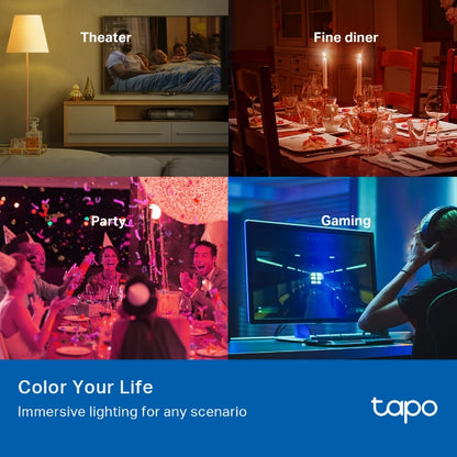 Tapo – Bombilla LED multicolor inteligente Wi-Fi, casquillo E27, compatible con Alexa y Google Home, 806 lúmenes, 8.3W, sin necesidad de concentrador, control remoto/app