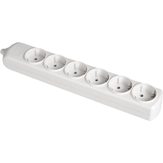BASE MULTIPLE 6 TOMAS 2P+T,16A 250V .MAX.3680W COLOR BLANCO EMBORNAMIENTO FACIL ACCESO C/AGUJEROS FI