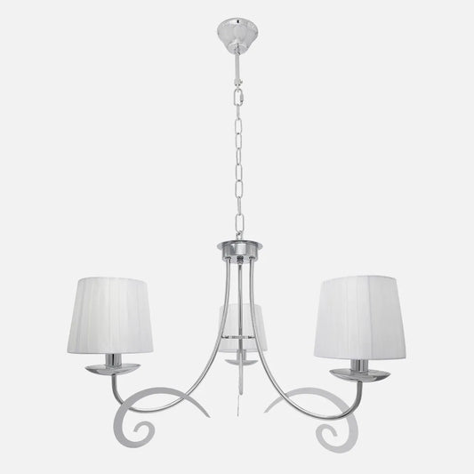 Lampara Luxor 3xe14 Cromo Pantalla Blanca Regx58x58 Cm