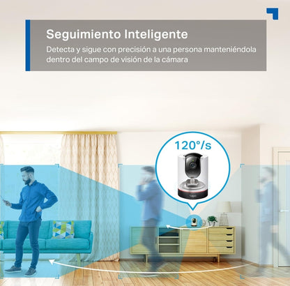 Tapo C225 - IA Cámara Vigilancia 360°, 2K QHD,Inteligente de IA, Visión Nocturna, Audio Bidireccional, Detección Movimiento, Admite Tarjeta SD 512G, Control Remoto, Fácil configuración