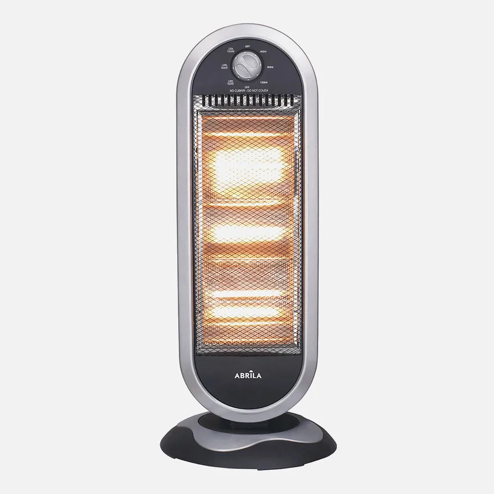 Estufa Elect.candente 1200w Negro/plata 3potencias Oscilante 3elememtos Asa Y Antivuelco 70x30x30cm