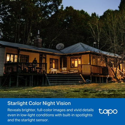 Tapo C520WS - Cámara Vigilancia Wi-Fi Exterior 360°, Resolución 2K QHD, Visión Nocturna en Color Starlight, Detección IA Múltiple, Seguimiento de Movimiento, IP66