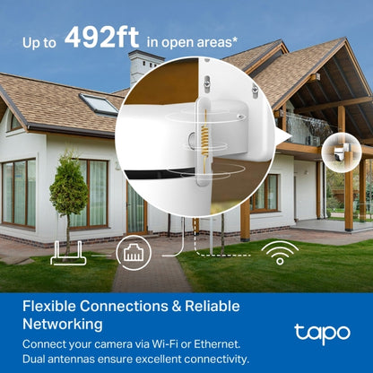 Tapo C520WS - Cámara Vigilancia Wi-Fi Exterior 360°, Resolución 2K QHD, Visión Nocturna en Color Starlight, Detección IA Múltiple, Seguimiento de Movimiento, IP66