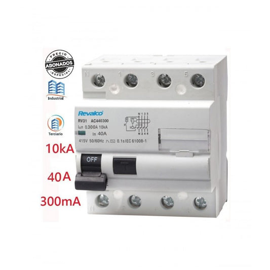 Diferencial Trifásico 4P 40A 300mA | Protección 10 kA