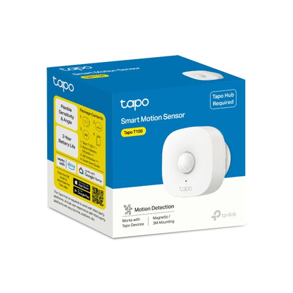 Tapo TP-Link T100 - Detector de Movimiento WiFi, Amplia Cobertura, Sensor de Alarma Antirrobo,Rotación 120º, Montaje Magnético, Control App, Requiere Hub