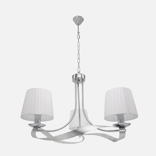 Lampara Baeza 3xe14 Cromo Pantalla Blanca Regx52x52 Cm