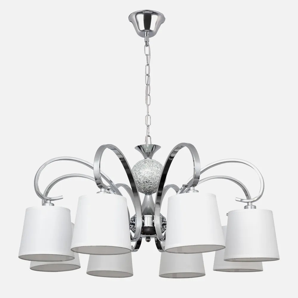 Lampara Concordia 8xe14 Cromo Pantalla Blanca 50-70x78 de diámetro