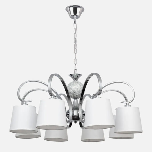 Lampara Concordia 8xe14 Cromo Pantalla Blanca 50-70x78 de diámetro