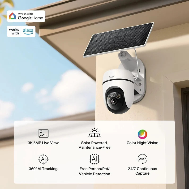 Cámara Solar Exterior 360° Tapo C630 Kit | 3K 5MP y Seguimiento IA