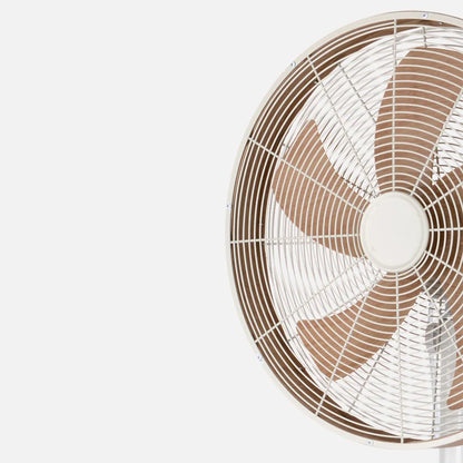 Ventilador De Pie Alcañiz Blanco/haya 3 velocidades 50w. 5 aspas Oscilante Y Rotatorio Regulable 45x37cm