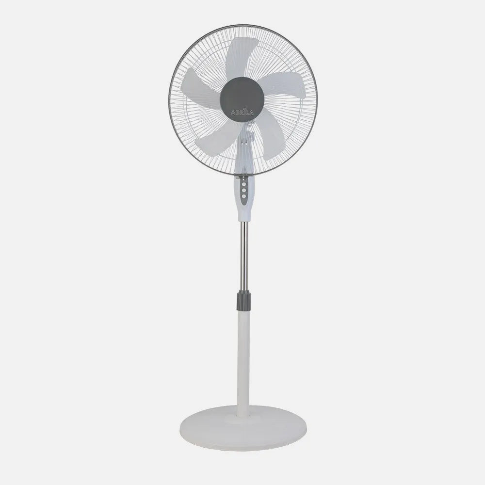 Ventilador De Pie Belmonte Blanco/gris 3 Velocidades 45w 5 aspas Orientable, Fijo Y Rotatorio Regulable 43x40 Cm