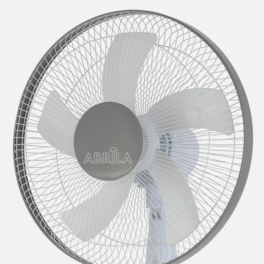 Ventilador De Pie Belmonte Blanco/gris 3 Velocidades 45w 5 aspas Orientable, Fijo Y Rotatorio Regulable 43x40 Cm