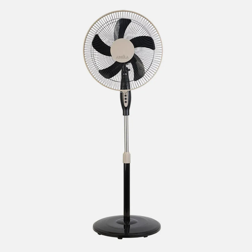 Ventilador De Pie Belmonte Negro/beis 3 Velocidades 45w 5 aspas Orientable, Fijo y Rotatorio Regulable 43x40 Cm