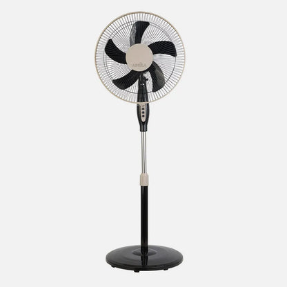 Ventilador De Pie Belmonte Negro/beis 3 Velocidades 45w 5 aspas Orientable, Fijo y Rotatorio Regulable 43x40 Cm