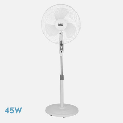 Ventilador De Pie Bise Blanco 3 Velocidades 45w Regulable 43x40cm Oscilante 3 Aspas Blancas C/remoto Y Temporizador