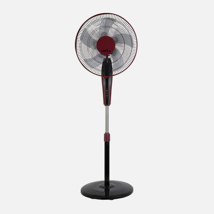 Ventilador De Pie Borlon Negro/burdeos 3 Velocidades 55w 5x2 aspas Orientable+ Remoto+ Temporizador Regulable 43x40 Cm