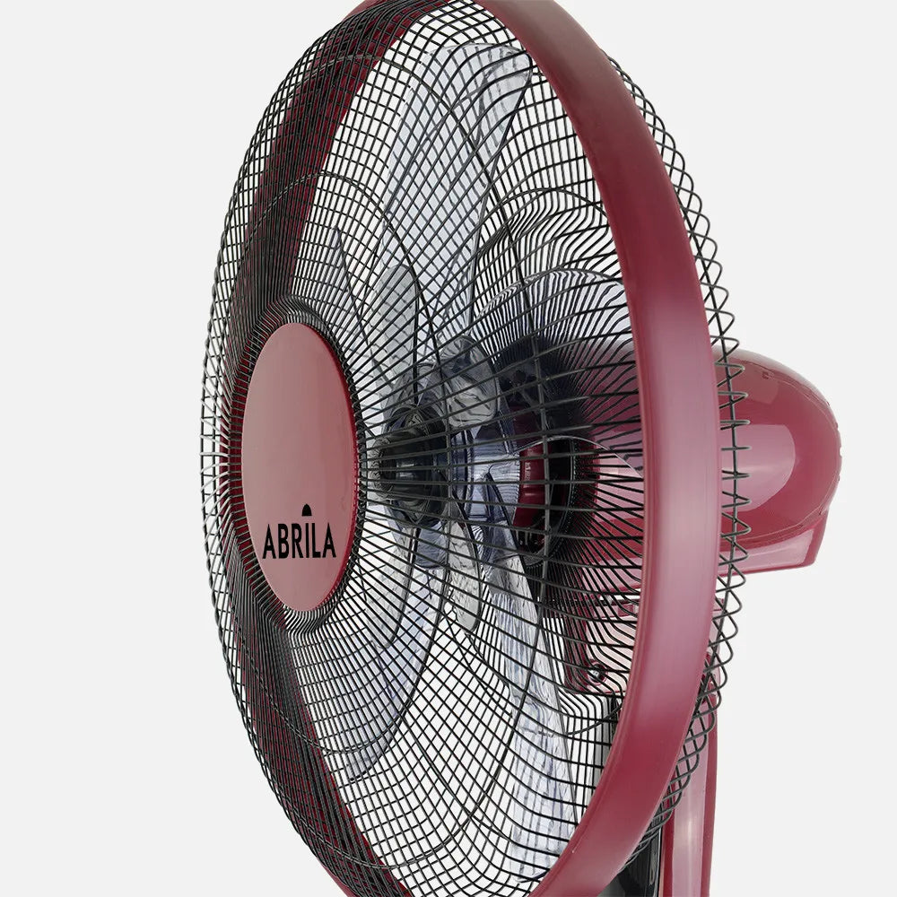 Ventilador De Pie Borlon Negro/burdeos 3 Velocidades 55w 5x2 aspas Orientable+ Remoto+ Temporizador Regulable 43x40 Cm