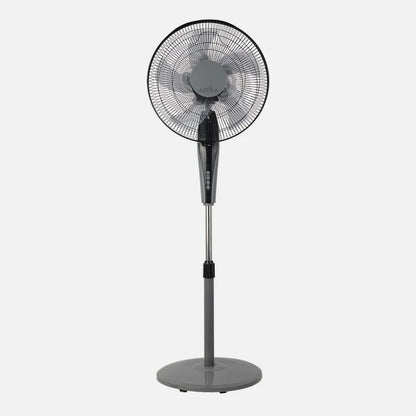 Ventilador De Pie Borlon Negro/gris 3 Velocidades 55w 5x2aspas Orientable+ Remoto+ Temporizador Regulable 43x40 Cm