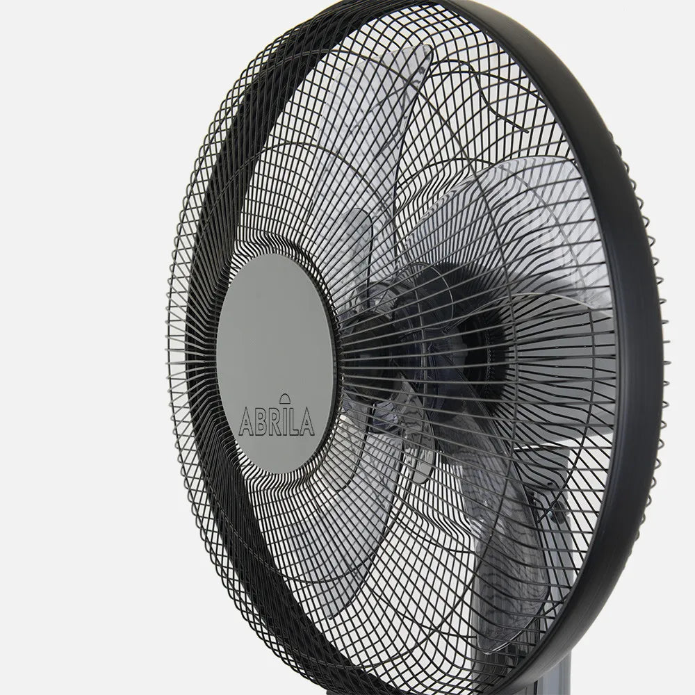 Ventilador De Pie Borlon Negro/gris 3 Velocidades 55w 5x2aspas Orientable+ Remoto+ Temporizador Regulable 43x40 Cm