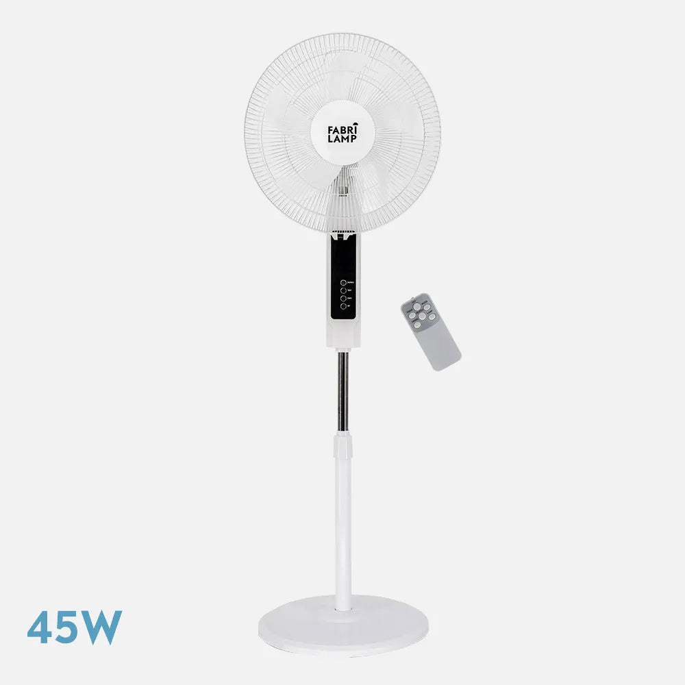 Ventilador De Pie Cacimbo Blanco 3 Velocidades 45w. 5 Aspas 43 D. C/ Remoto. temporizador 0,5h-7,5h