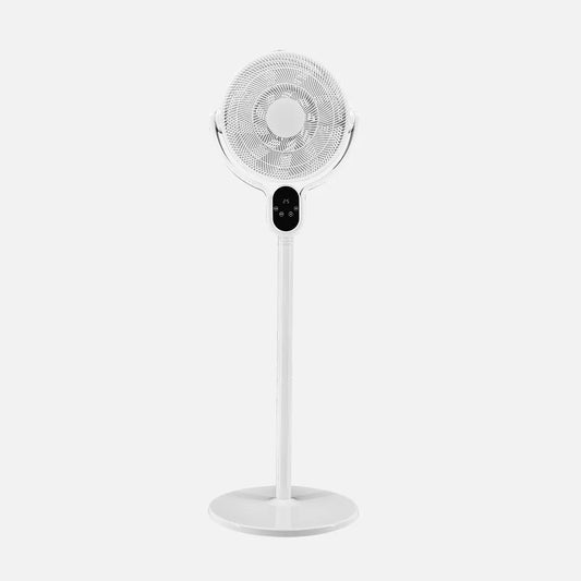 Ventilador De Pie Cadalso Blanco 8 velocidades 25w 9 aspas 45 diámetro Fijo/rotatorio. motor dc, remoto 100/138x48x40cm