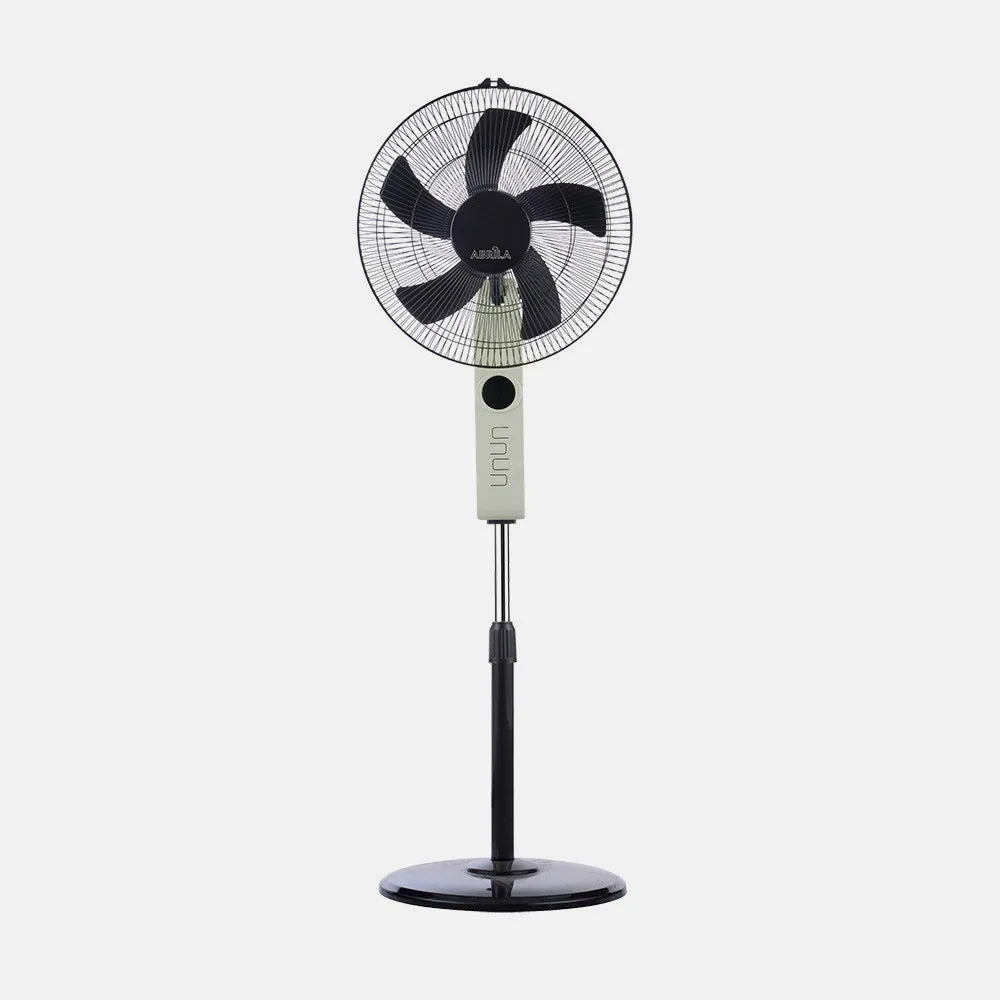 Ventilador De Pie Circus Beis/negro 3 velocidades 45w Regulable 43x40cm Oscilante 5 aspas c/ Remoto Y Temporizador