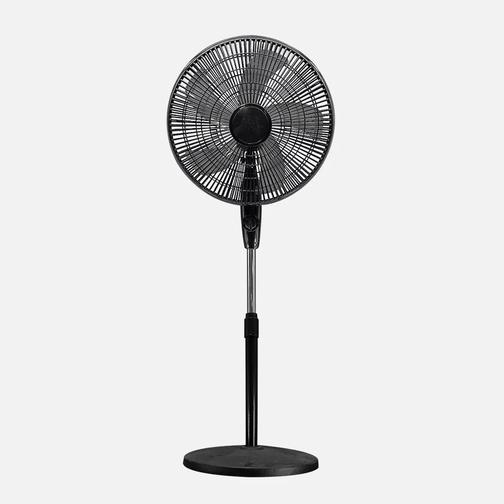 Ventilador De Pie Escudero Negro 3 velocidades 50w 5 aspas 40 diámetro Fijo/rotatorio orientable Regulable 40x40cm