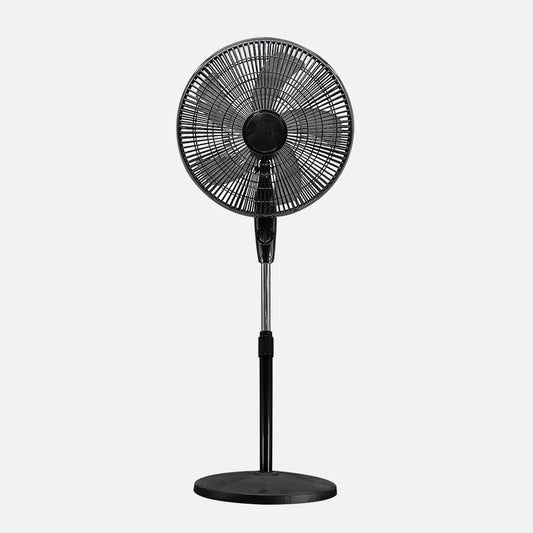 Ventilador De Pie Escudero Negro 3 velocidades 50w 5 aspas 40 diámetro Fijo/rotatorio orientable Regulable 40x40cm