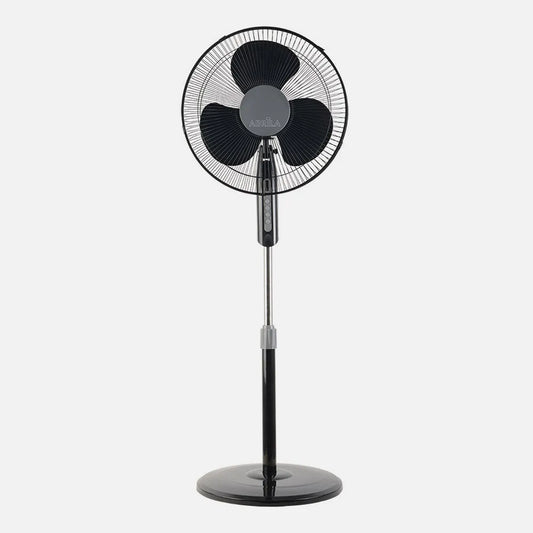 Ventilador De Pie Etesio Negro 3 Velocidades 40w Oscilante 3 Aspas blancas Regulable 43x40 Cm