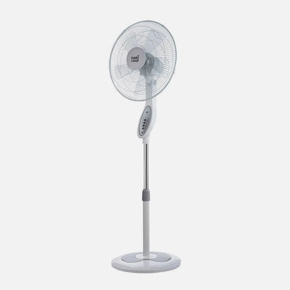 Ventilador De Pie Floxo Blanco/gris 3 Velocidades 45w C/remoto Temporizador 5 Aspas Regulable 44,5x40 Cm