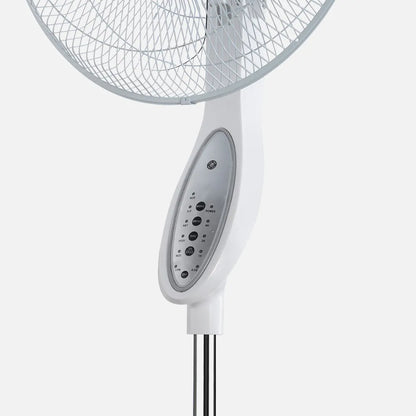 Ventilador De Pie Floxo Blanco/gris 3 Velocidades 45w C/remoto Temporizador 5 Aspas Regulable 44,5x40 Cm