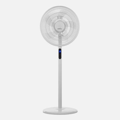 Ventilador De Pie Icono Blanco 3 velocidades 45w 119x44x40 Oscilante 5 aspas c/ Remoto, temporizador